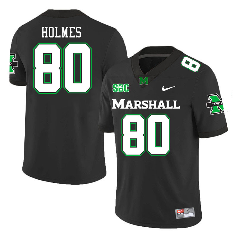 Men #80 Justin Holmes Marshall Thundering Herd SBC Conference College Football Jerseys Stitched-Blac